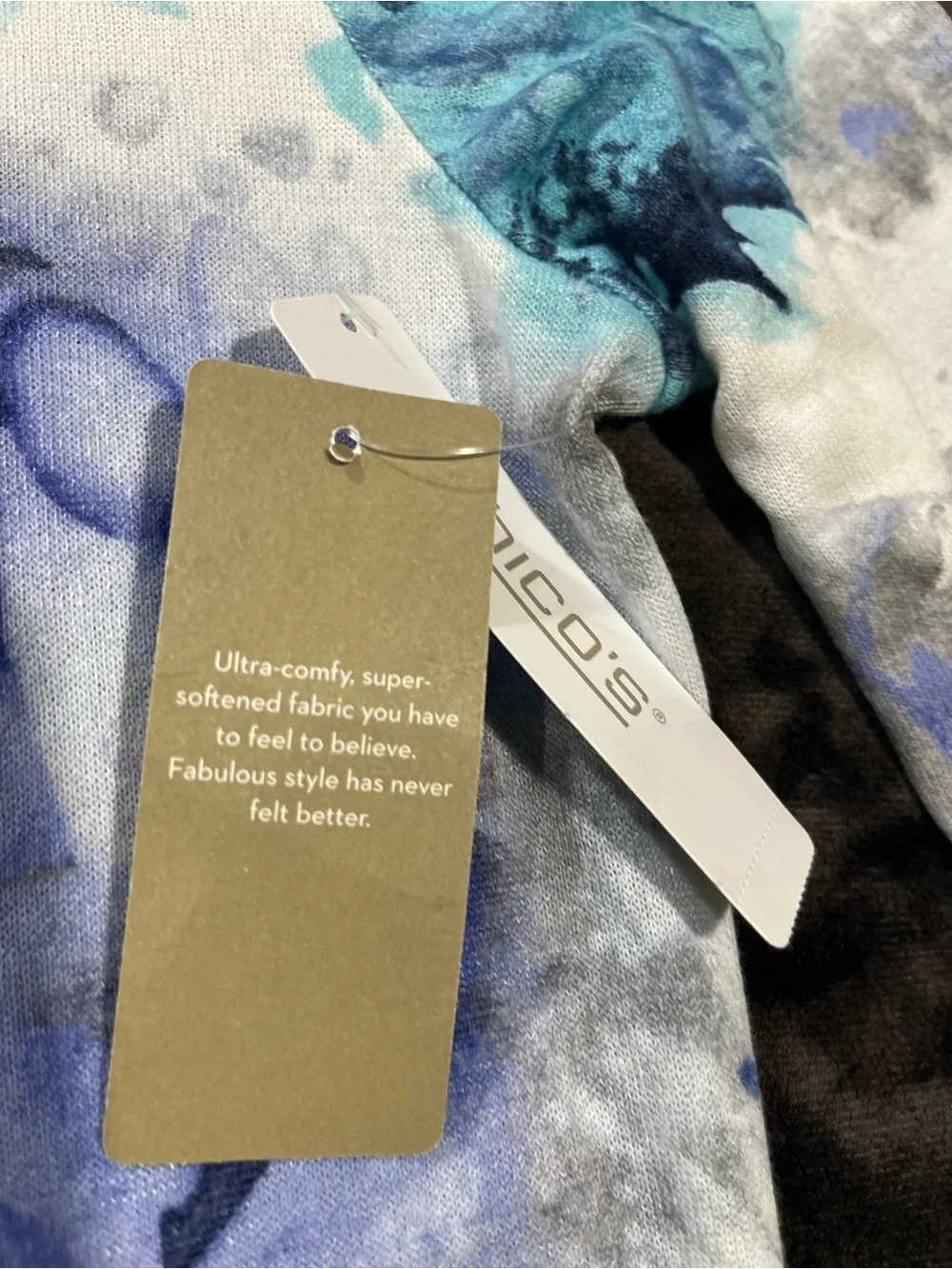 NWT Chicos Women’s CoziSoft Size 2 Large V-Neck Floral Abstract Blue Purple Top - Picture 7 of 14